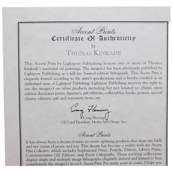 Thomas‎ Kinkade Accent Prints Framed Art Serene Cottage Psalm 23 Gold Frame - Picture 3 of 16